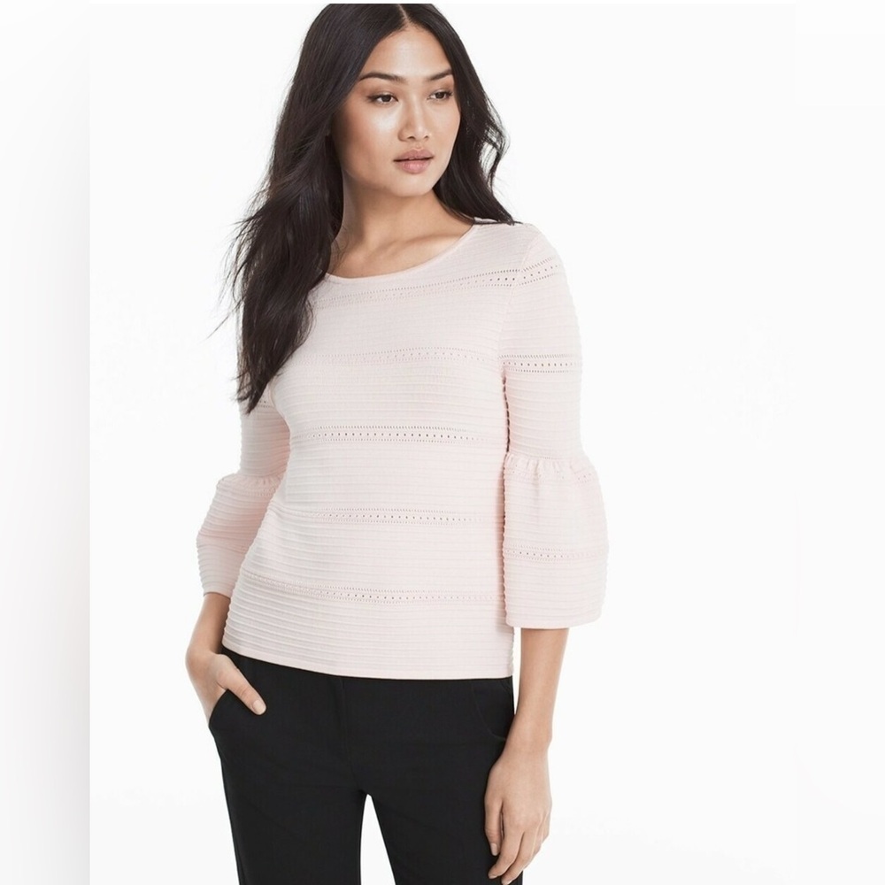 White House Black Market Elegant Pink Bell Sleeve Top. Size-X-Small